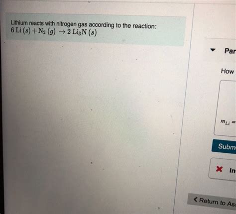 Solved Lithium Reacts With Nitrogen Gas According To The Chegg