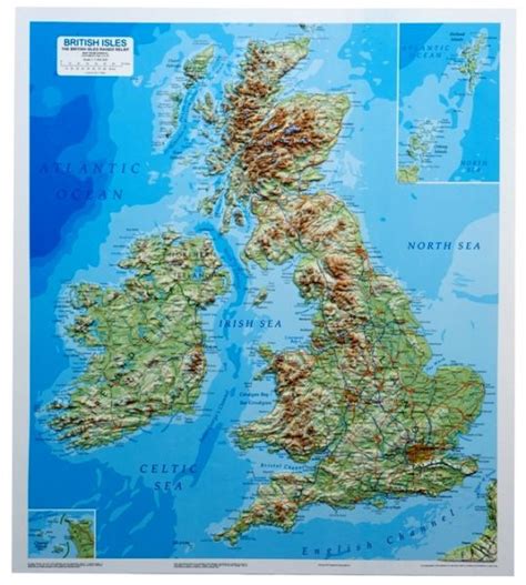 British Isles Raised Relief Map As 3d Map