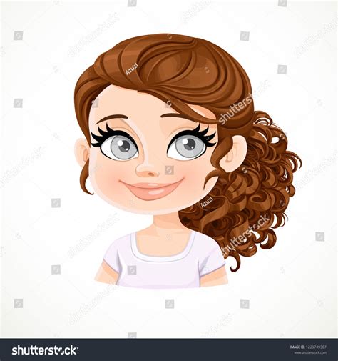 Beautiful Pleased Smiling Cartoon Brunette Girl Stock Vector Royalty Free