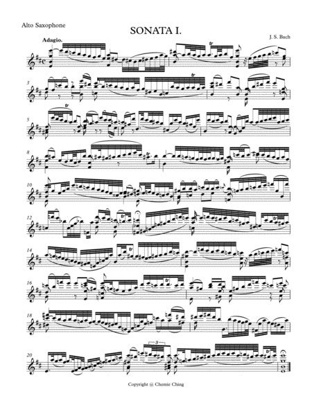 J S Bach Violin Sonata No 1 In G Minor BWV 1001 Arranged For Alto