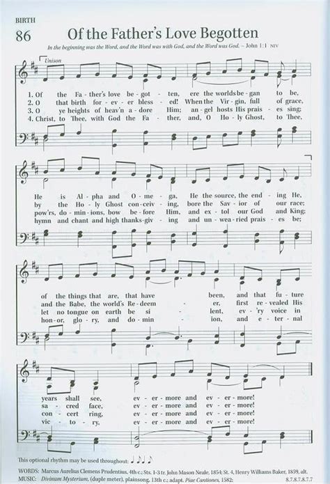 The Christian Life Hymnal 86 Of The Father S Love Begotten Hymnary Org