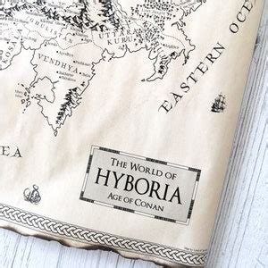 Conan Map the World of Hyboria Map on Handmade Scroll, Age of Conan ...