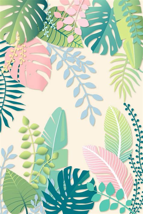 Tropical Leaf Pattern Art Print Pastel Jungle