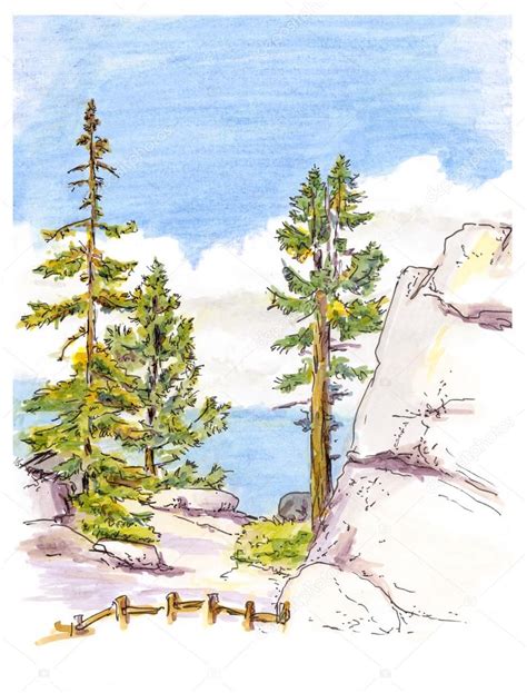 Path And Lookout Point By The Bay MARKER SKETCH By Elaine, 58% OFF