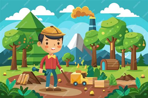 boy  equipment  cut  trees   vibrant forest showing