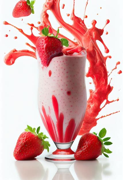 Premium Photo Strawberry Smoothie On White Background Strawberry Juice