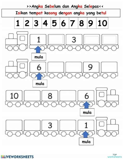 Surih Nombor Lembaran Kerja Matematik Prasekolah Nombor 1 10 Lembaran