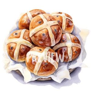 Watercolor Hot Cross Buns Clipart High Resolution Png For Scrapbooking Digital Journal