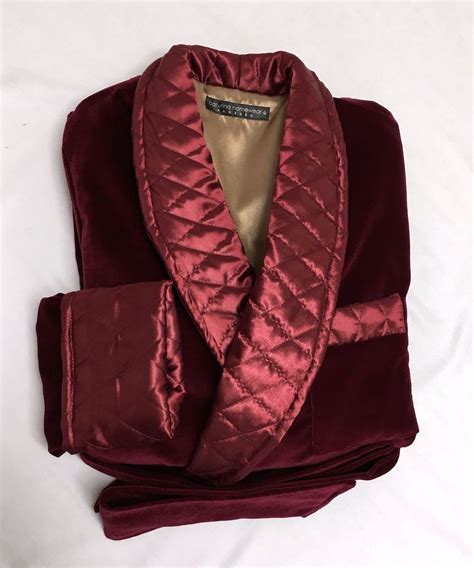 Mens Velvet Smoking Jacket Robe And Quilted Silk Dressing Gown