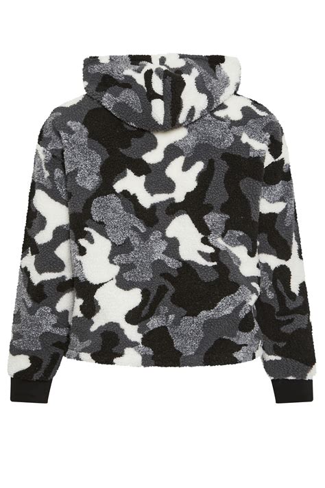 Yours Plus Size Grey Camo Print Fleece Hoodie Yours Clothing