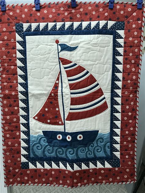 Sailboat Baby Quilt Etsy Sailboat Baby Quilt Etsy Quilts Baby Quilts