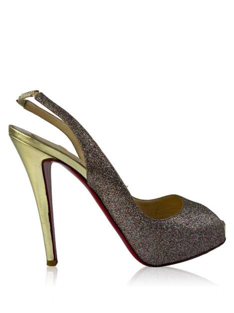 Sapato De Salto Christian Louboutin Private 120 Slingback Glitter