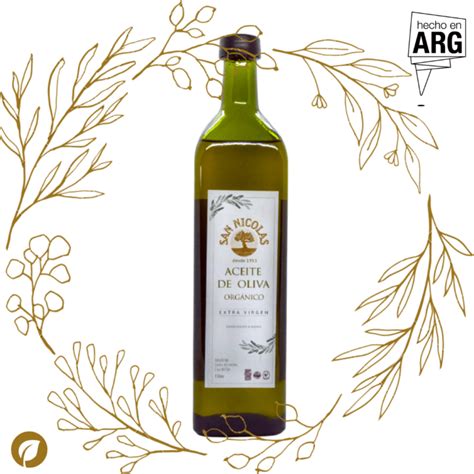 Aceite De Oliva Extra Virgen Orgánico 1 Litro Olivares San Nicolás Hechoenargentina