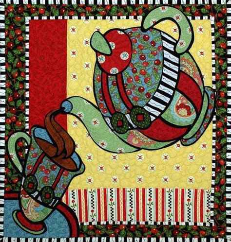 Teapot Quilt Patterns large template | Teapot Suncatcher ... | Applique ...