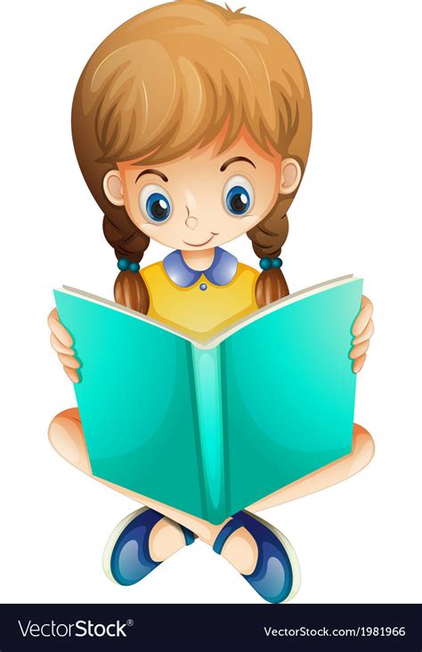 A Young Girl Reading A Book Seriously Royalty Free Vector