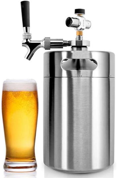 Nutrichef Pressurized Growler Tap System 64oz Stainless Steel Mini Keg Dispenser