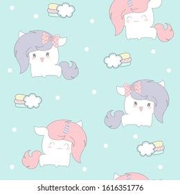 Cute Unicorn Rainbow Seamless Pattern Stock Vector Royalty Free