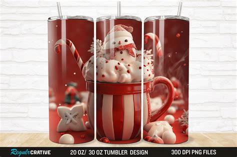 3D Christmas Hot Cocoa Tumbler Wrap PNG Graphic By Regulrcrative Creative Fabrica