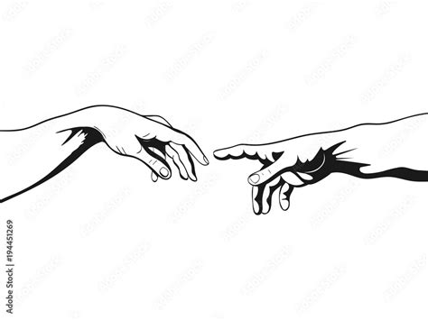 Adam and God hands. Vector illustration Stock Vector | Adobe Stock