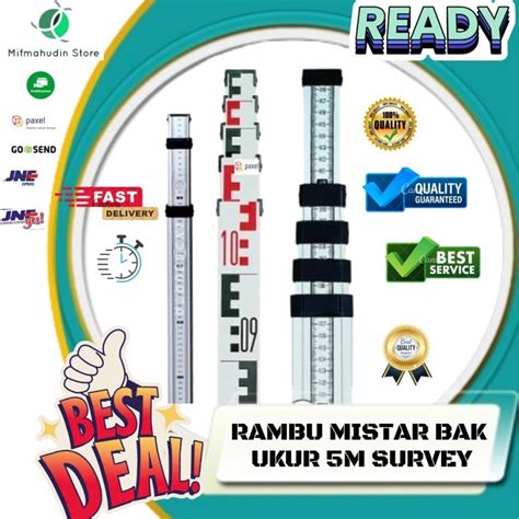 Jual RAMBU MISTAR BAK UKUR 5M 5 METER LEVELLING ALUMINIUM STAFF 5 M