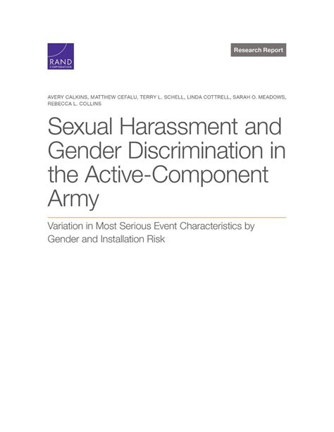 Sexual Harassment And Gender Discrimination In The Active Component Army Variation In Most