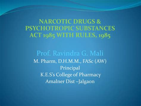 Ndps Act 1985 Ppt