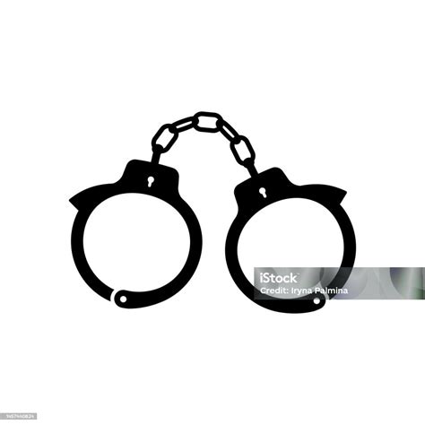 Handcuffs Silhouette Icon Tool For Arresting And Escorting Dangerous