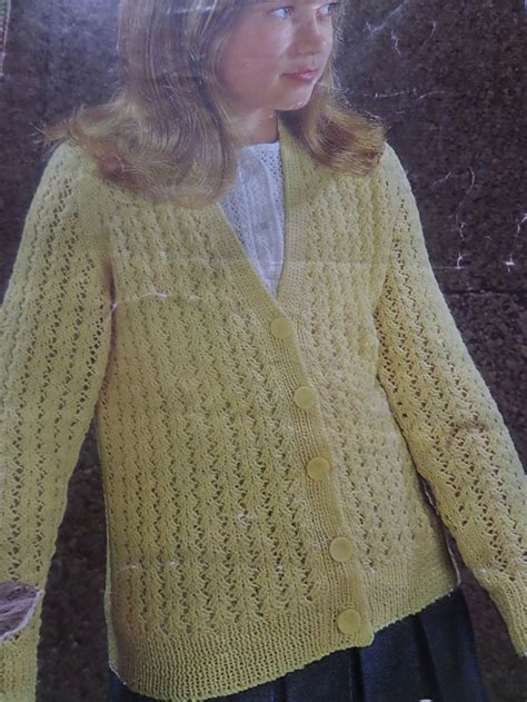 Knitting Pattern Children Baby Girl Lacy Cardigan 4 Ply And Dk Etsy Uk