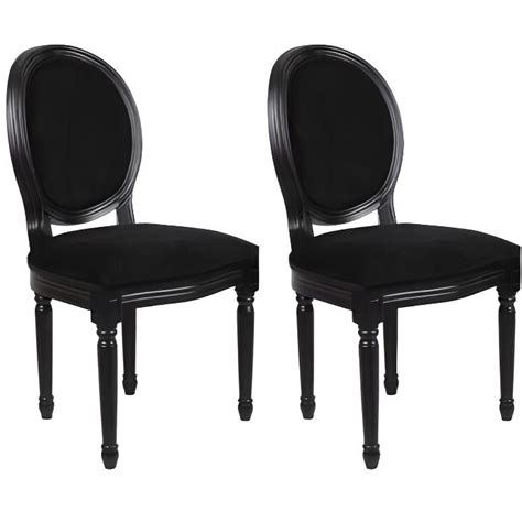 Lot De 2 Chaises LOUIS XVI Velours Noir Achat Vente Chaise Noir