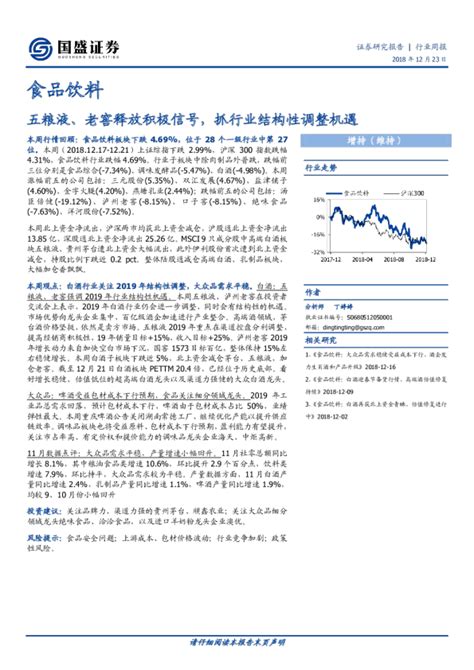 食品饮料行业周报：五粮液、老窖释放积极信号，抓行业结构性调整机遇