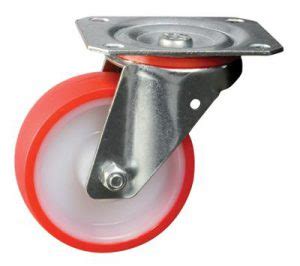 100mm Swivel Plate Castor Red Polyurethane Partington Engineering