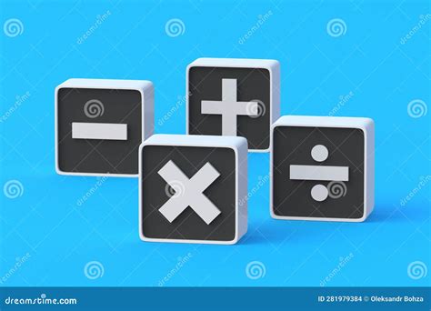 Set Of Mathematical Symbols On Buttons Plus Minus Multiply Divide