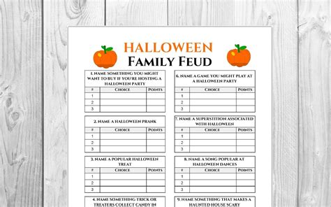 Family Feud Questions Printable