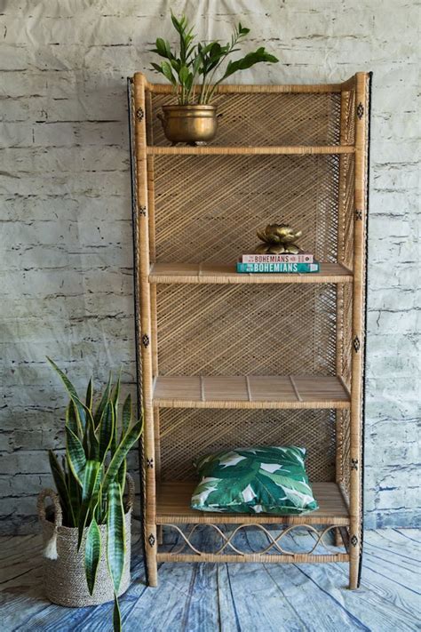 Rattan Bookshelf Wicker Free Standing Bookshelf Handmade Atelier Yuwa