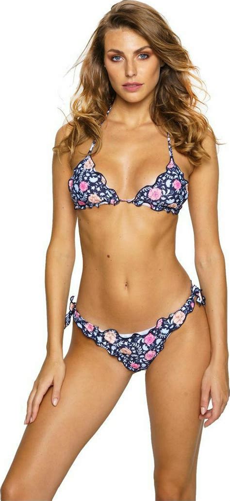 Wikini Fru Fru WIWA21 21904 Set Bikini Floral Τριγωνάκι Navy Μπλε