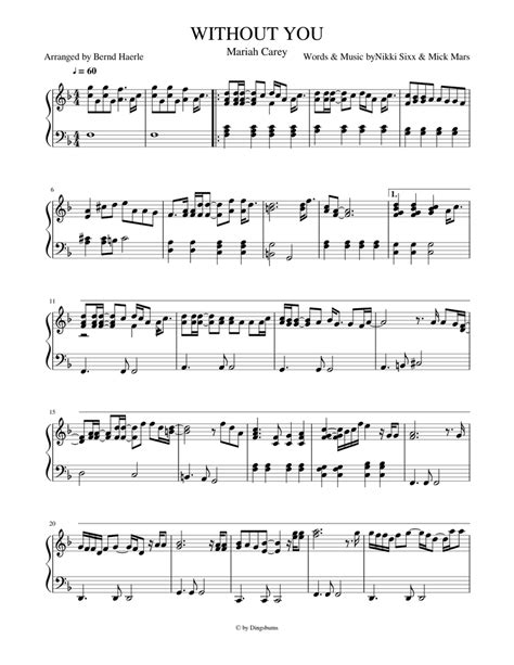 WITHOUT YOU Sheet music for Piano (Solo) | Musescore.com