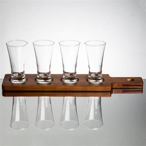 Acopa Dual Sided Flight Paddle With Flared Pilsner Tasting Glasses