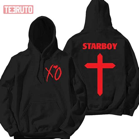 The Weeknd Starboy Cross Red Unisex Hoodie - Teeruto