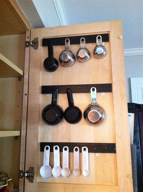 Hanging Measuring Cups And Spoons Hung With Command Strips So No Damage To Cabinet Home