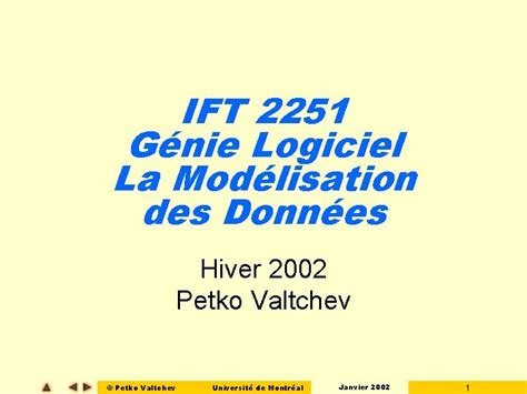 IFT 2251 Gnie Logiciel La Modlisation Des Donnes