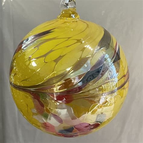 Kugel Zum H Ngen Bunte Glaskugel Ornament Gelb Bunt Mit Metalleffekt