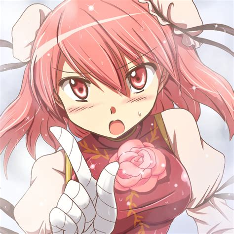 Safebooru Bandage Bandages Blush Bun Cover Double Bun Face Flower Flx Hands Ibara Kasen