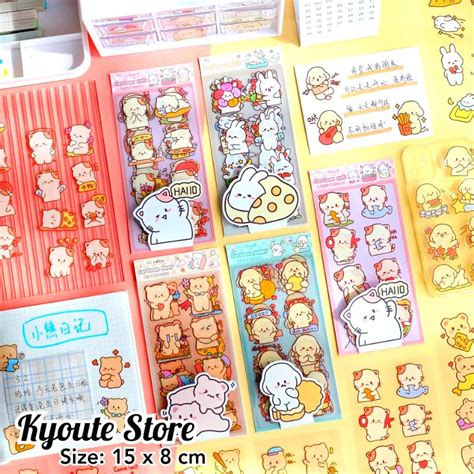 Jual Sticker Lucu Cute Ekspresi Waterproof Transparan Scrapbook Journal