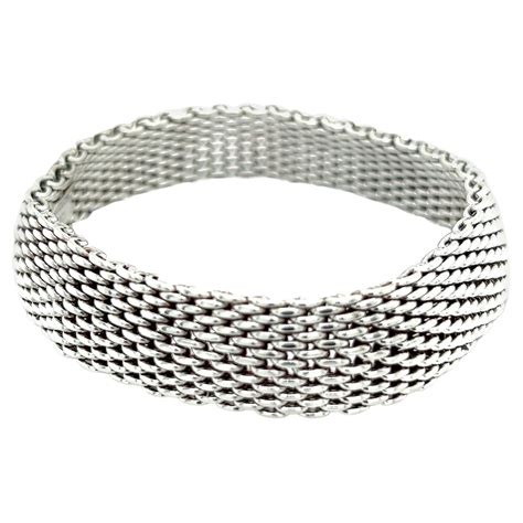 Tiffany And Co Sterling Silver Mesh Somerset Toggle Bracelet 7 Long For Sale At 1stdibs