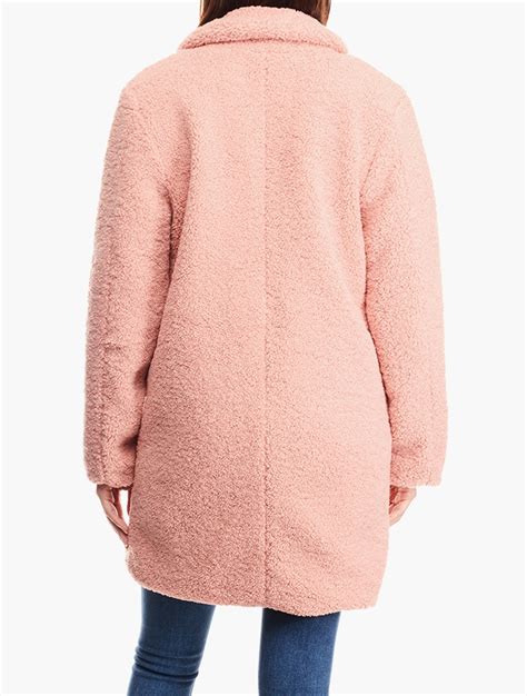 Myrunway Shop Brave Soul Pink Double Breasted Longline Faux Fur