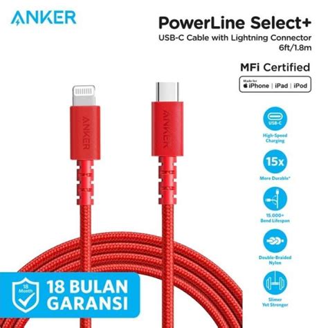 Jual Anker Kabel Charger Powerline Usb Type C To Lightning 1 8m 6ft