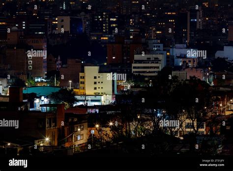 Night view of the Chapinero neighborhood in Bogota, Colombia Stock ...