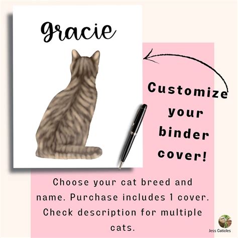 Personalized Cat Care Binder Printable Custom Cover Cat Breed Etsy