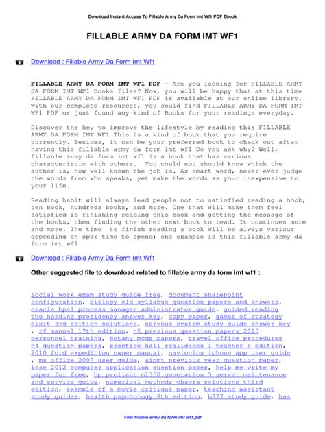 Fillable Online Ip Army Da Form Imt Wf Fillable Army