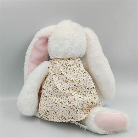 Doudou Peluche Lapin Blanc Rose Fleurs Carotte DELHAIZE